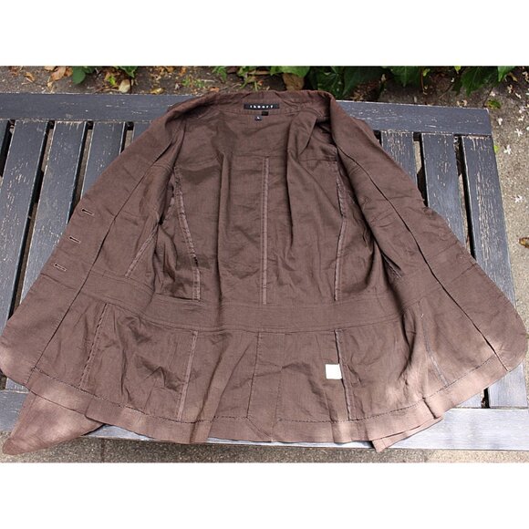 Theory - Jacqueline Safari Blazer in Linen Viscose Stretch, Brown - Large - Picture 10 of 10